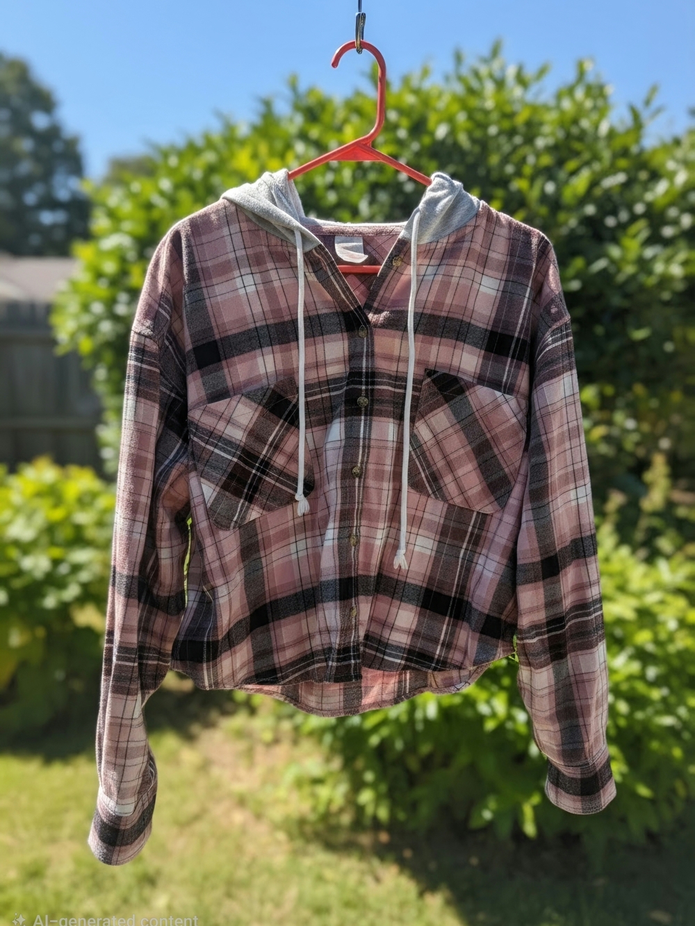 Pink Cropped Plaid Hooded Flannel Jacket